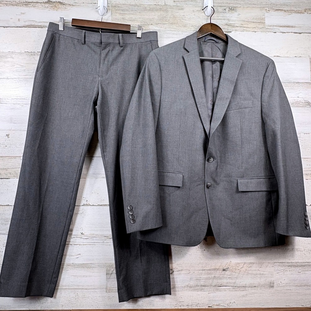 Ryan Seacrest Distinction Suit Mens 44R 34x30 Gray 2-Piece Blazer Pants Corpcore